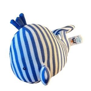 Jellycat of London Plush Baby Whale Knit Navy White Stripe Jingle Rattle Walter